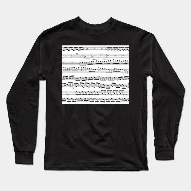 music notes - sheet music black on white Long Sleeve T-Shirt by kobyakov